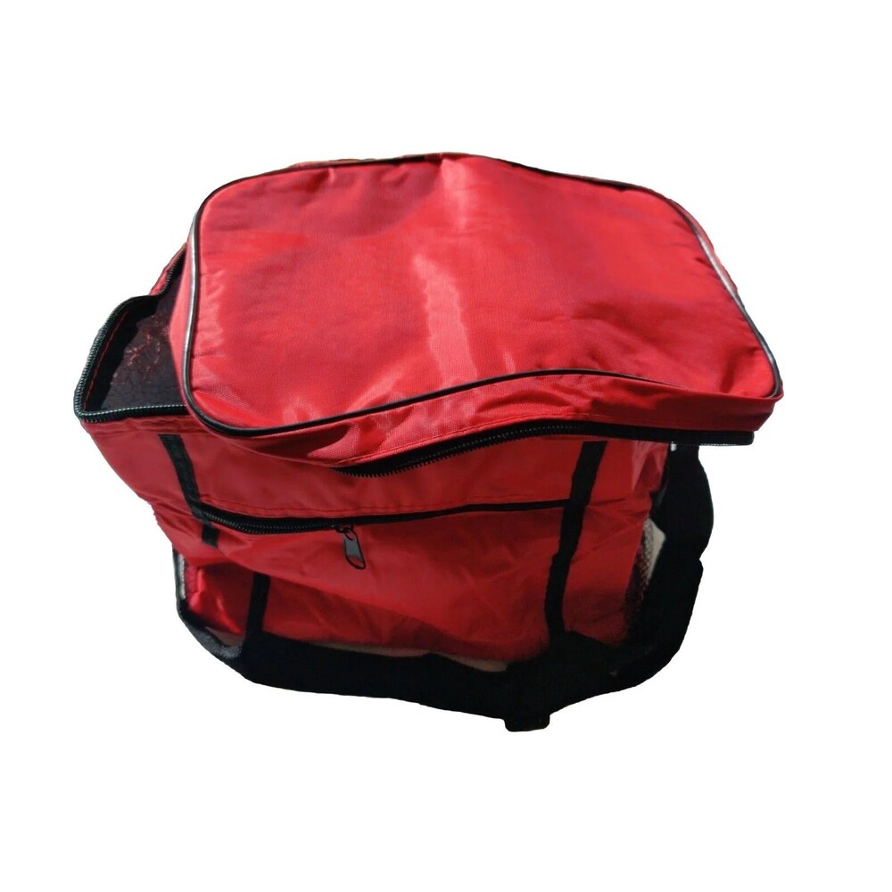 soft insulated lunch bag -zip lid 1 pocket & 2 mesh pockets w strap collapsible